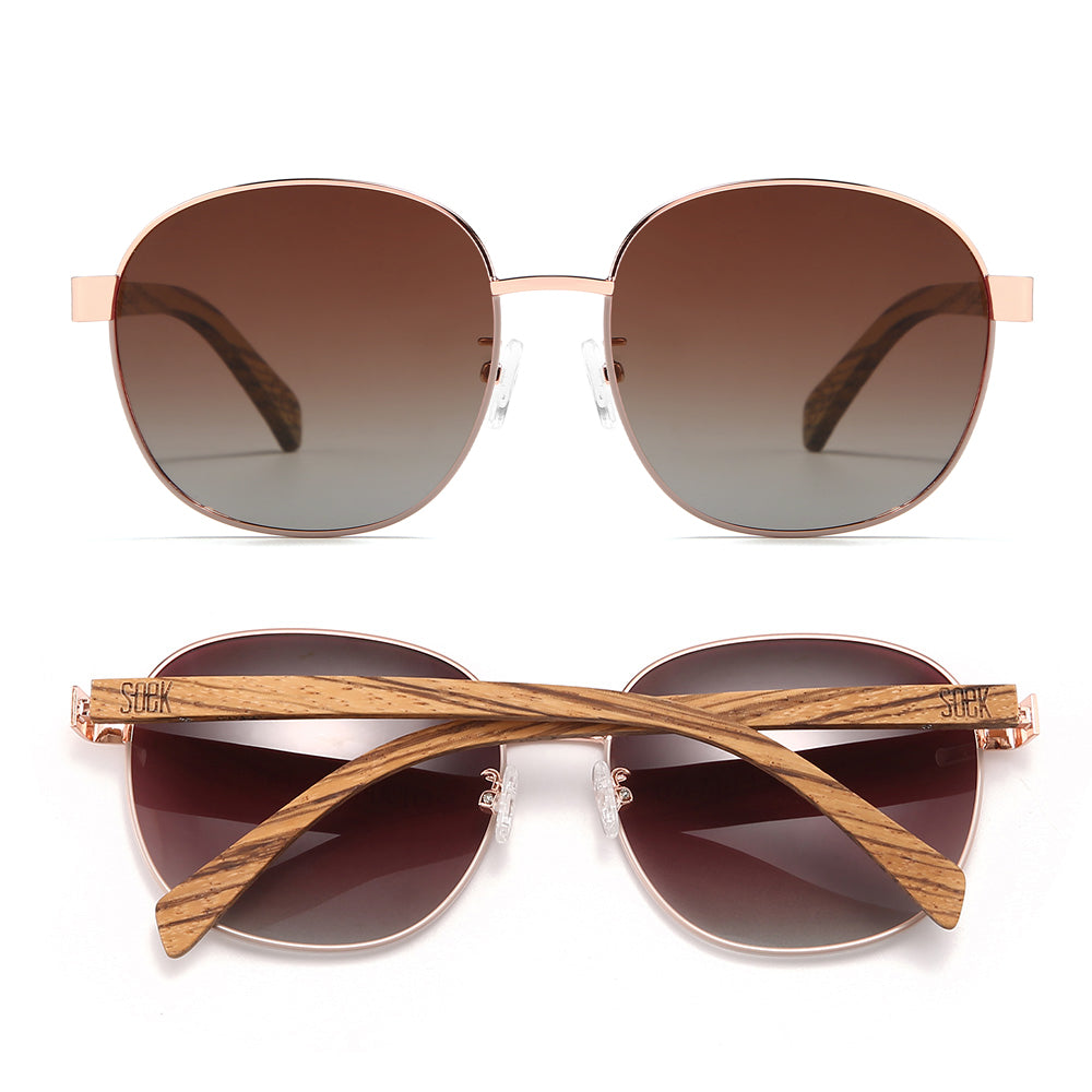 CLEO Bloom -  Rose Gold Metal Frame l Brown Gradient Lens l Walnut Arms