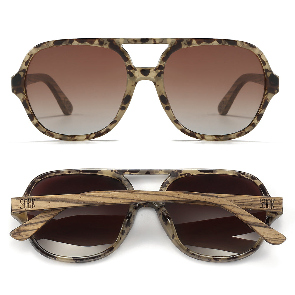 BILLY OPAL TORT l Brown Gradient Lens l Walnut Wood Arms