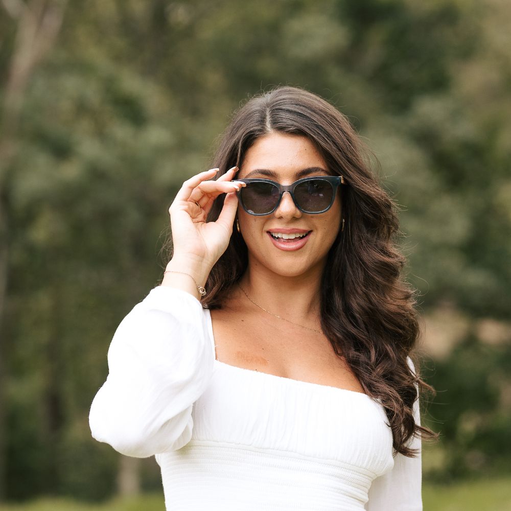 LILA GRACE MIDNIGHT BLUE l Smokey Gradient Lens l Walnut Arms