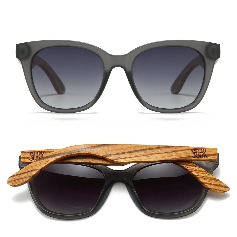 LILA GRACE CHARCOAL GREY l Black Gradient Lens l Walnut Arms