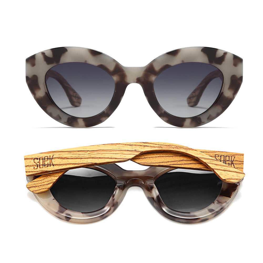 STEVIE IVORY TORT l Black Polarised Lens l Walnut Arms