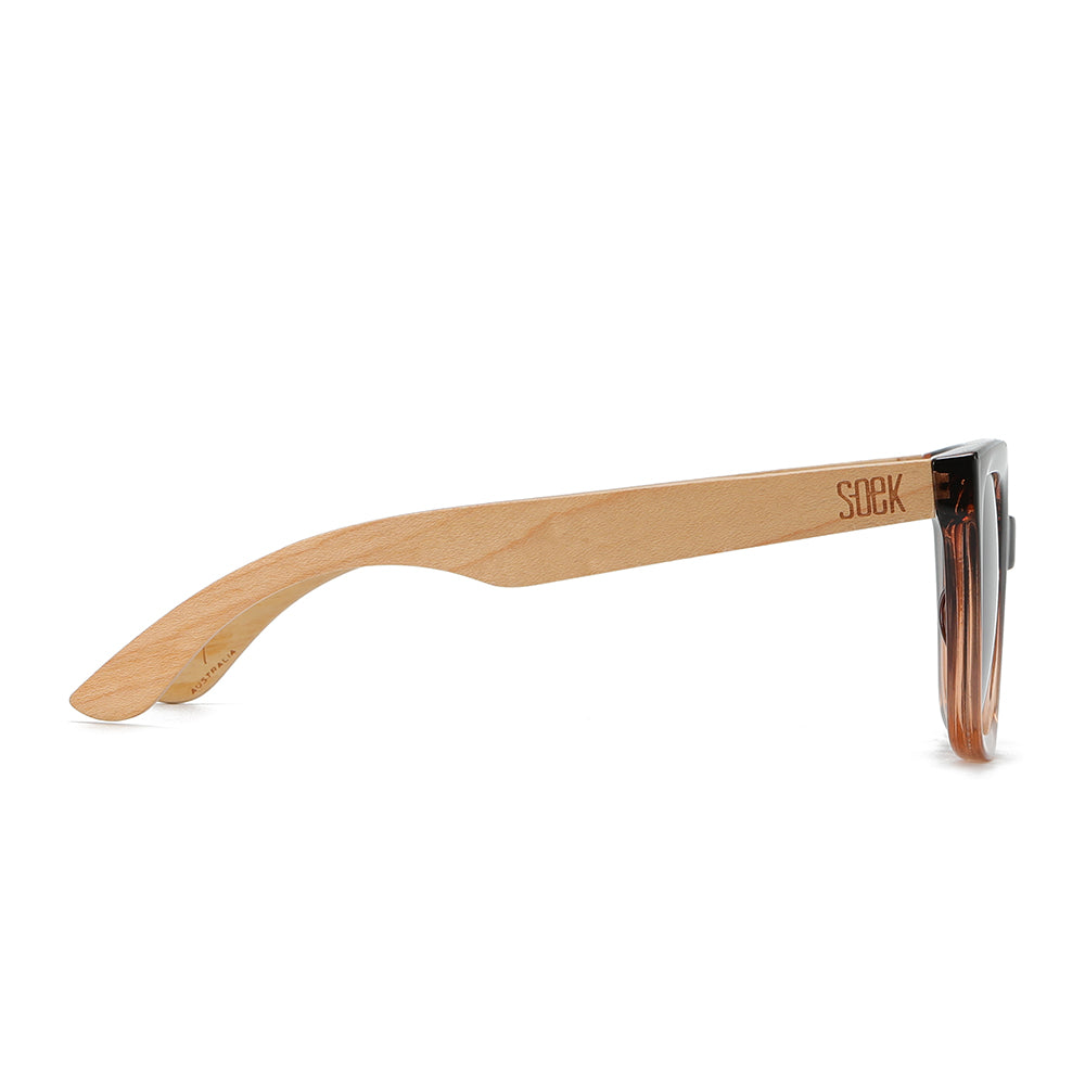 (b2b) SOLUNA OMBRE l Sunglasses l  Black Polarised Lens l Walnut Maple Arm (VAT incl ) RRP R1299