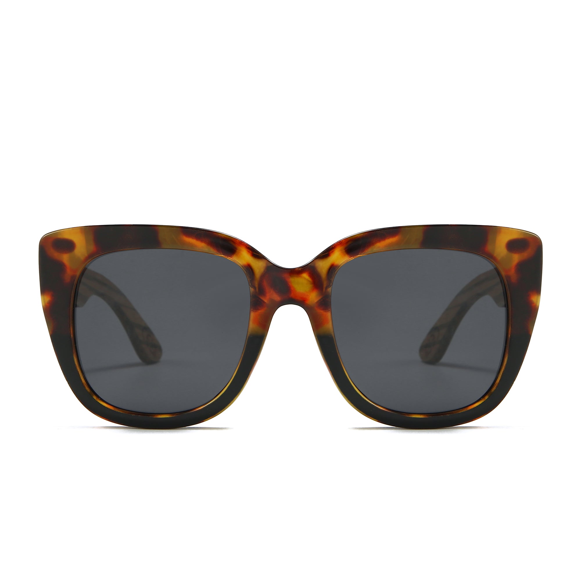 RIVIERA TOFFEE Half Tortoise Half Black Frame l Black Polarised Lens l Walnut Arms