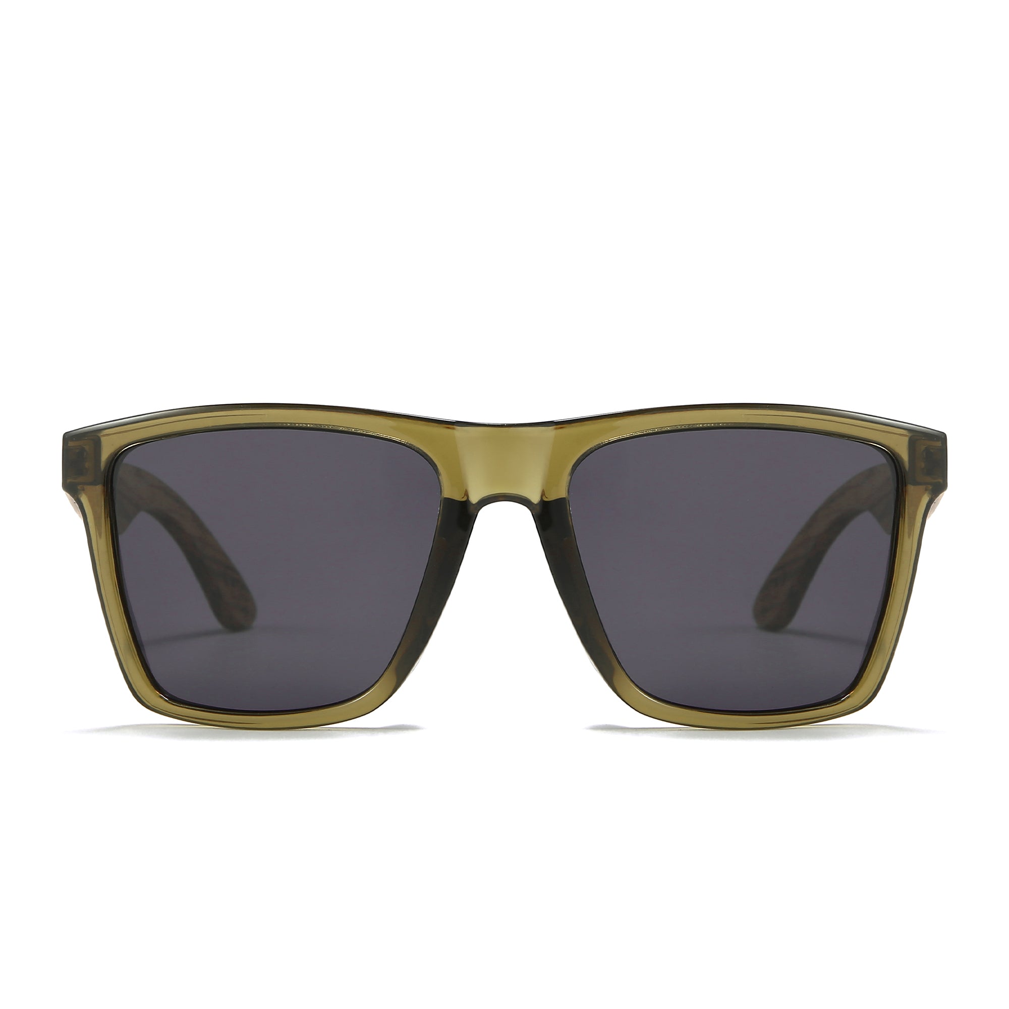 DALTON KHAKI l Polarised Black Lens l Walnut Wooden Arms