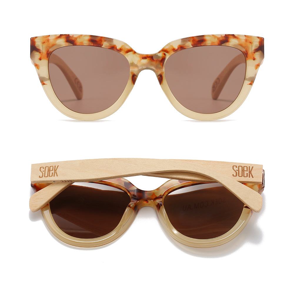 (b2b) FLUTTER Desert tort l Sunglasses l Black Lens l White Maple Arms (VAT incl ) RRP R1299