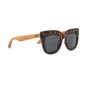 RIVIERA TOFFEE Half Tortoise Half Black Frame l Black Polarised Lens l Walnut Arms - SOEK Sunglasses South Africa
