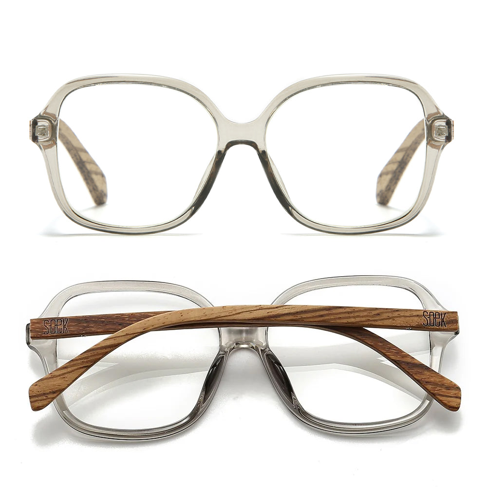 SCARLETT GREY MIST - Wood Blue Light Blocking Magnifying Readers +1.5