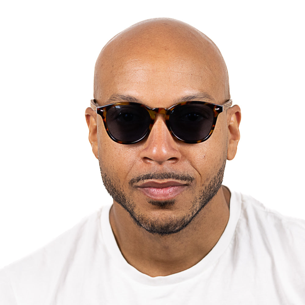 TAINE TORT Blue Lens l Walnut Arms  - SOEK Sunglasses South Africa