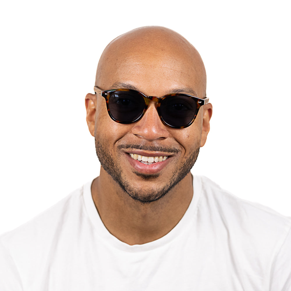 TAINE TORT Blue Lens l Walnut Arms  - SOEK Sunglasses South Africa