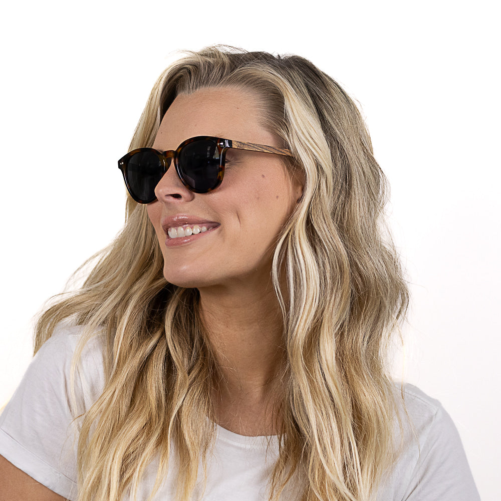 TAINE TORT Blue Lens l Walnut Arms  - SOEK Sunglasses South Africa