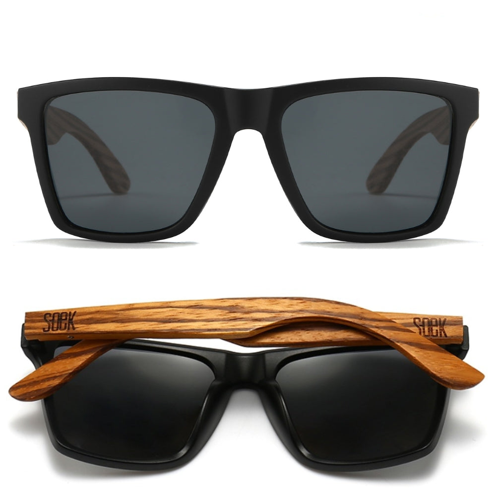 DALTON l BlackFrame l Polarised Black Lens l Walnut Wooden Arms