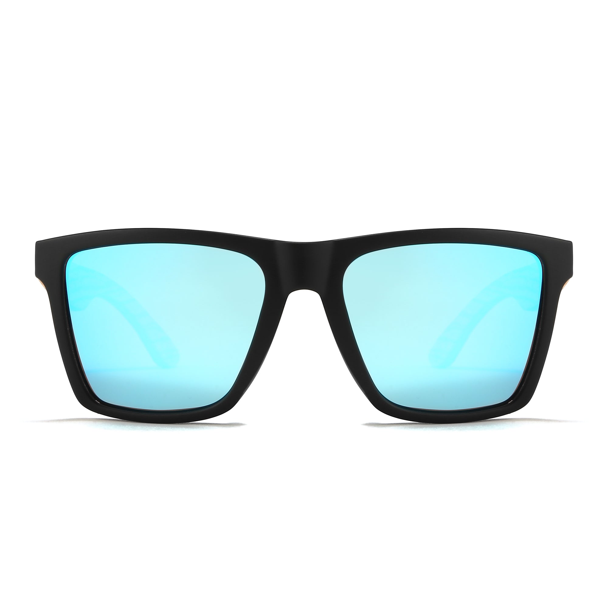 FORRESTERS l Black Frame l Walnut Wooden Arms l Blue Polarised Lens