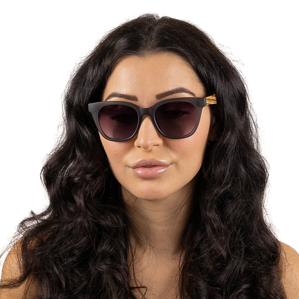 LILA GRACE CHARCOAL GREY l Black Gradient Lens l Walnut Arms