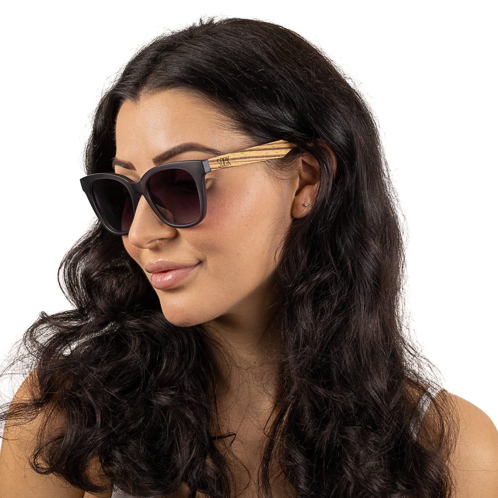 LILA GRACE CHARCOAL GREY l Black Gradient Lens l Walnut Arms