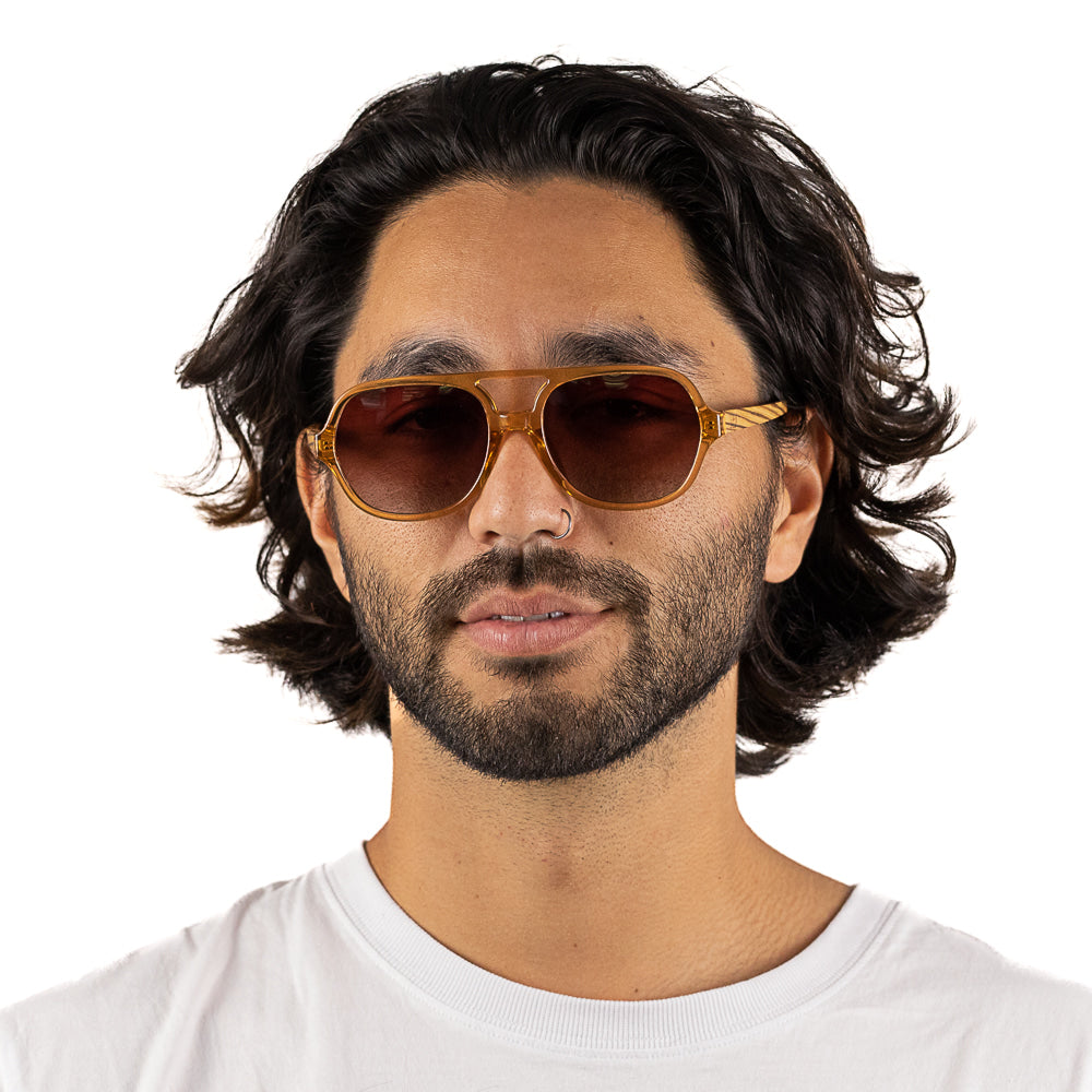 BILLY Clear Brown l Clear Brown Frame l White Maple Wooden Arms