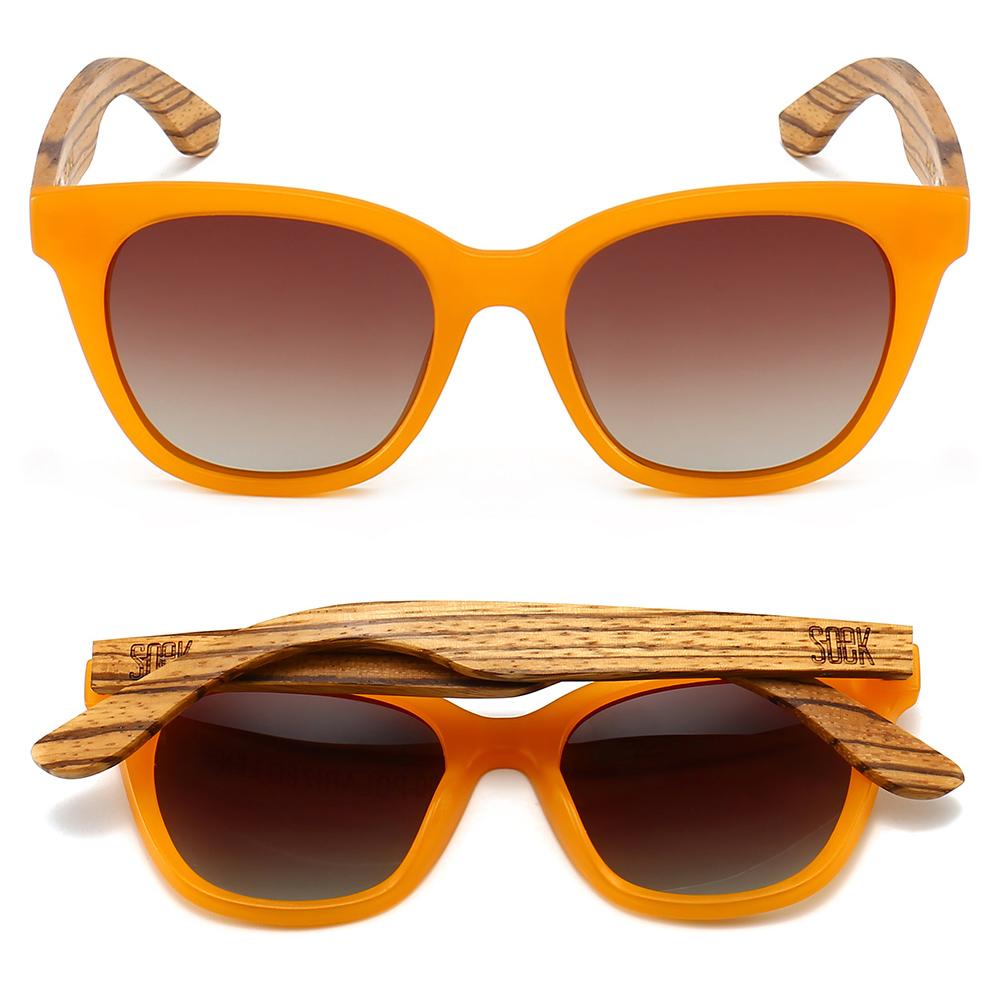 Buy Online Fashion Sustainable LILA GRACE BURNT ORANGE - Polarised Sunglasses with Brown Graduated Lens and Walnut Arms with Exceptional Comfort - Soek - South Africa