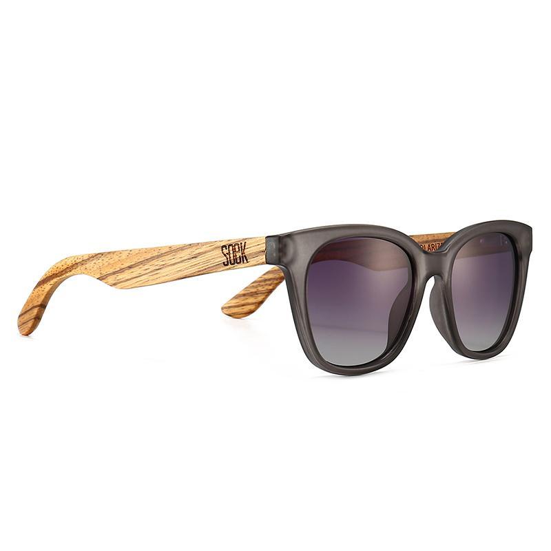 Buy Online Fashion Sustainable LILA GRACE CHARCOAL GREY - Wooden Polarised Sunglasses with Black Graduated Lens and Walnut Arms with Exceptional Comfort - Soek- South Africa