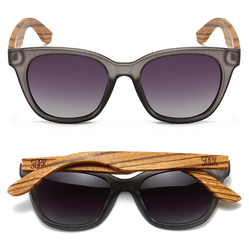 Buy Online Fashion Sustainable LILA GRACE CHARCOAL GREY - Wooden Polarised Sunglasses with Black Graduated Lens and Walnut Arms with Exceptional Comfort - Soek- South Africa