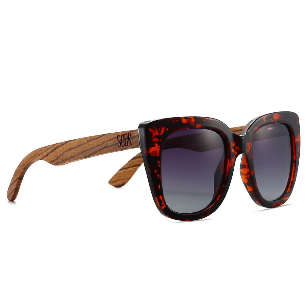 RIVIERA TORTOISE - Tortoise Sustainable Polarised Sunglasses with Polarised Black Lens and Walnut Wooden Arms - Soek Fashion Eyewear -SOEK® South Africa