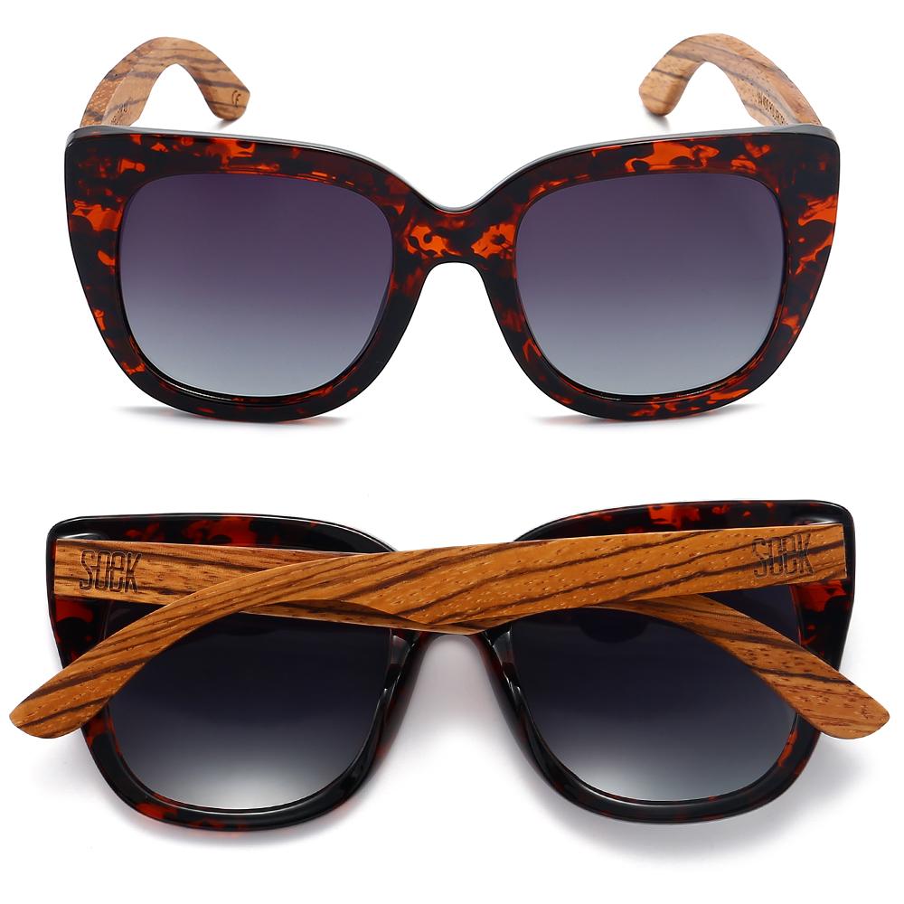 RIVIERA TORTOISE - Tortoise Sustainable Polarised Sunglasses with Polarised Black Lens and Walnut Wooden Arms - Soek Fashion Eyewear -SOEK® South Africas
