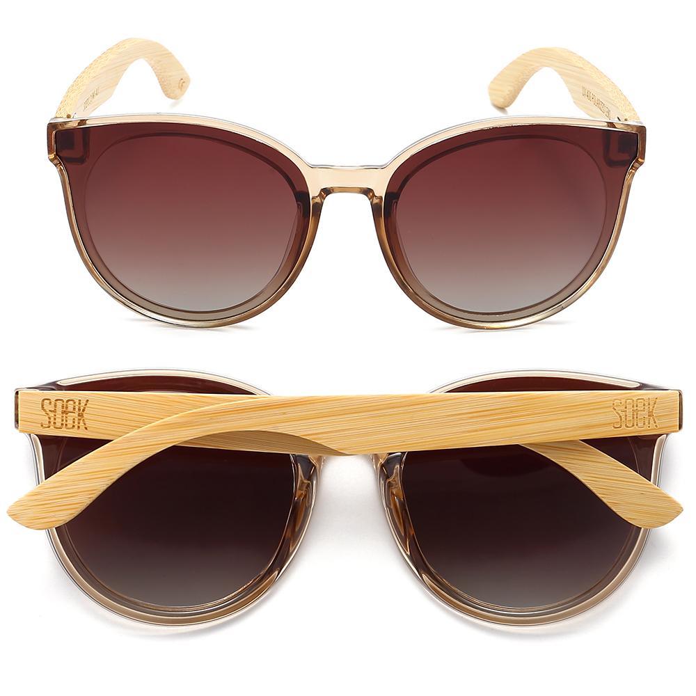 Buy Online Fashion Sustainable BELLA CHAMPAGNE - Wooden Polarised Sunglasses with Brown Graduated Lens and White Maple Arms with Exceptional Comfort - Soek- South Africa