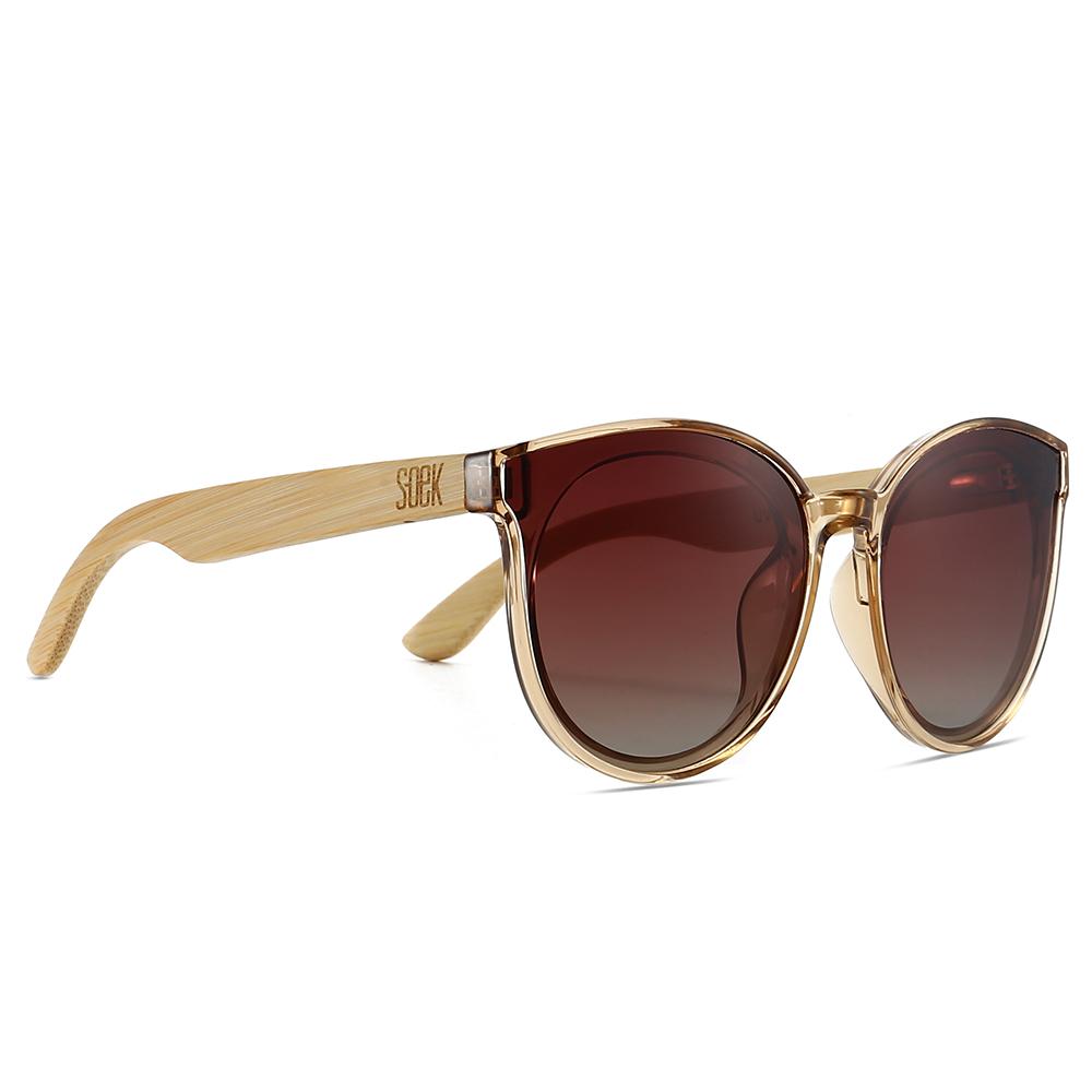 Buy Online Fashion Sustainable BELLA CHAMPAGNE - Wooden Polarised Sunglasses with Brown Graduated Lens and White Maple Arms with Exceptional Comfort - Soek- South Africa