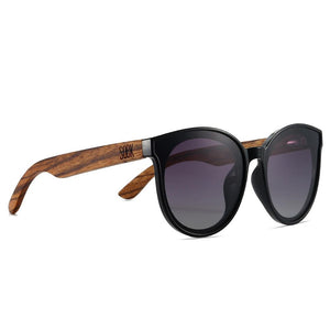 Buy Online Fashion Sustainable BELLA MIDNIGHT - Sustainable Polarised Sunglasses with Black Graduated Lens and Walnut Arms with Exceptional Comfort - Soek- South Africa
