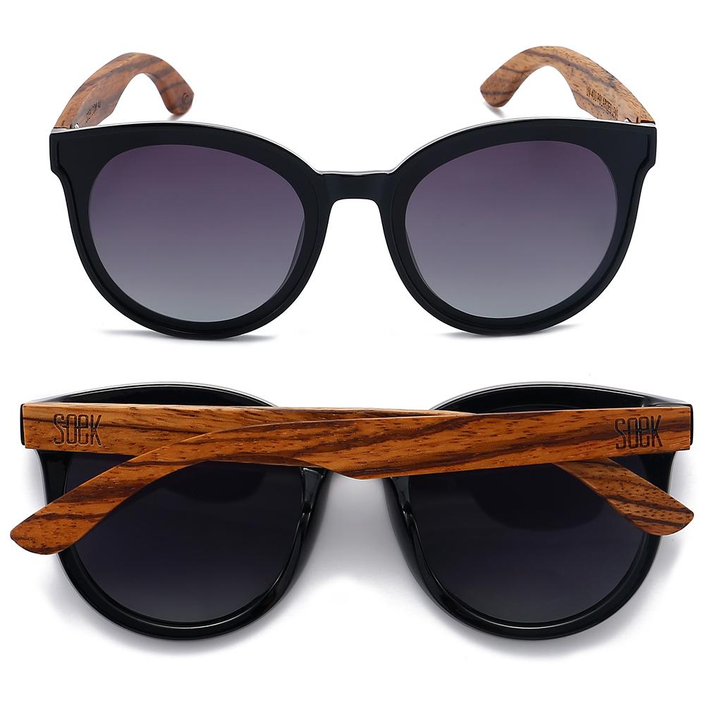 Buy Online Fashion Sustainable BELLA MIDNIGHT - Sustainable Polarised Sunglasses with Black Graduated Lens and Walnut Arms with Exceptional Comfort - Soek- South Africa