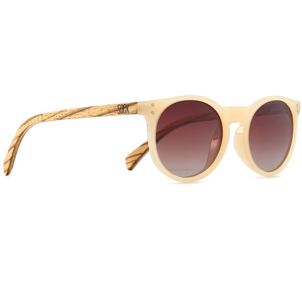 FRASER - Nude Sustainable Polarised Sunglasses with Polarised Brown Lens and Walnut Wooden Arms - Soek Fashion Eyewear -SOEK® South Africa