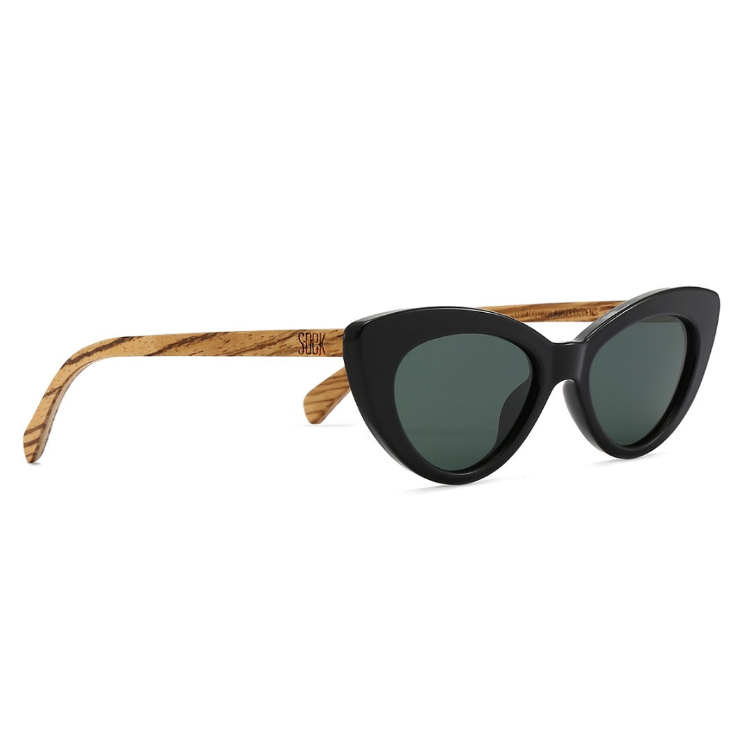 **NEW** SAVANNAH MIDNIGHT - Black Wooden Polarised Sunglasses with Khaki Gradient Lens and White Maple Arms - SOEK South Africa