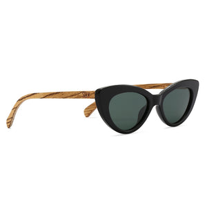 **NEW** SAVANNAH MIDNIGHT - Black Wooden Polarised Sunglasses with Khaki Gradient Lens and White Maple Arms - SOEK South Africa