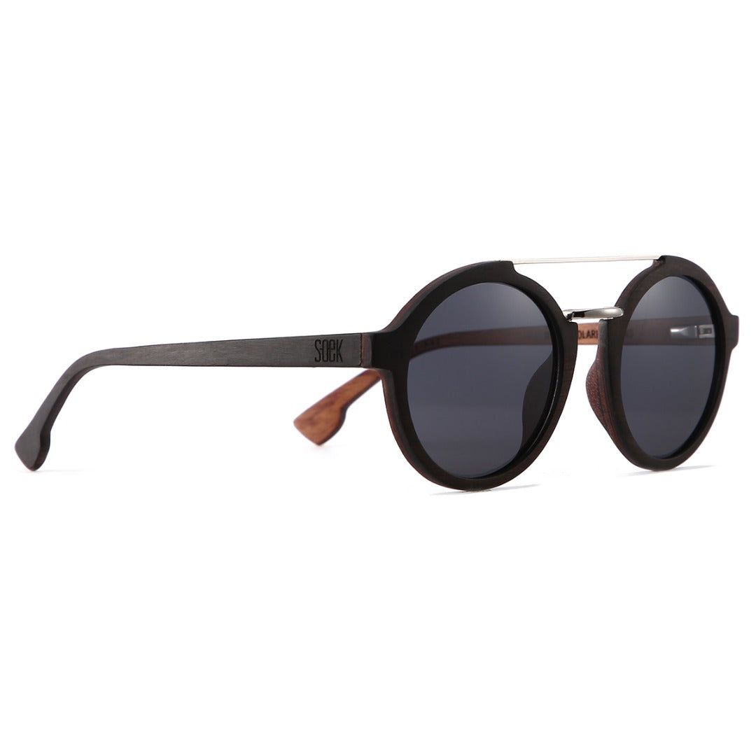 **NEW** LENNOX- Maple and Rosewood Wooden Polarised Sunglasses with Black Lens - SOEK South Africa