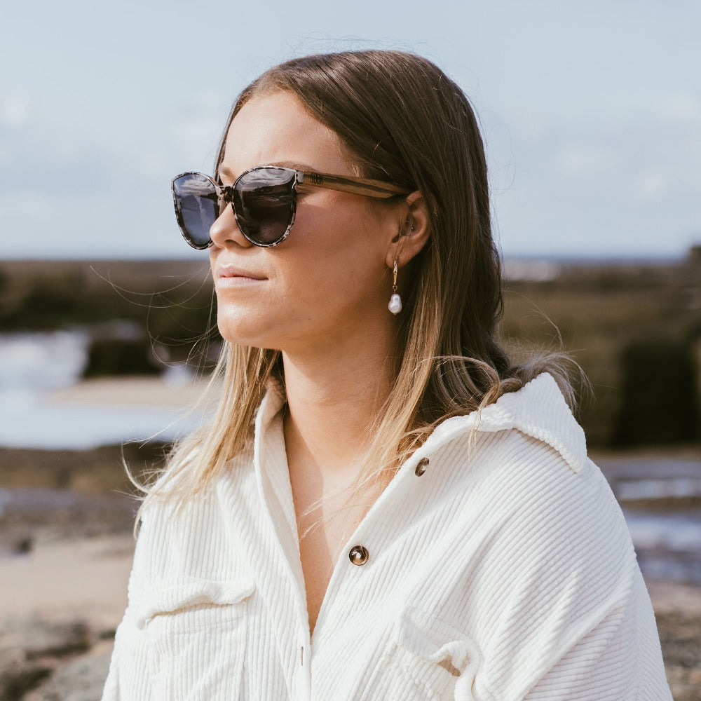 Buy Online Fashion Sustainable BELLA IVORY TORTOISE -  Sustainable Polarised Wooden Sunglasses with Brown Graduated Lens with Walnut Arms with Exceptional Comfort - Soek- South Africa