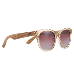 LILA GRACE CHAMPAGNE - Champagne coloured Sustainable Polarised Sunglasses with Polarised Brown Lens and White Maple Wooden Arms - Soek Fashion Eyewear South Africa