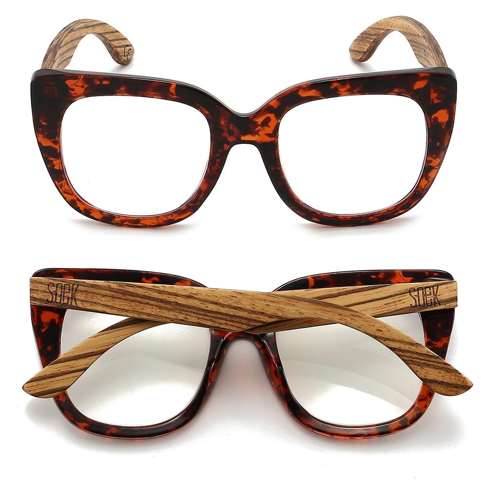 Buy Online Fashion Sustainable RIVIERA TORTOISE - Wooden Magnifying Blue Light Blocking Reader-Available in strengths +1.5 / +2 / +2.5 with Exceptional Comfort - Soek