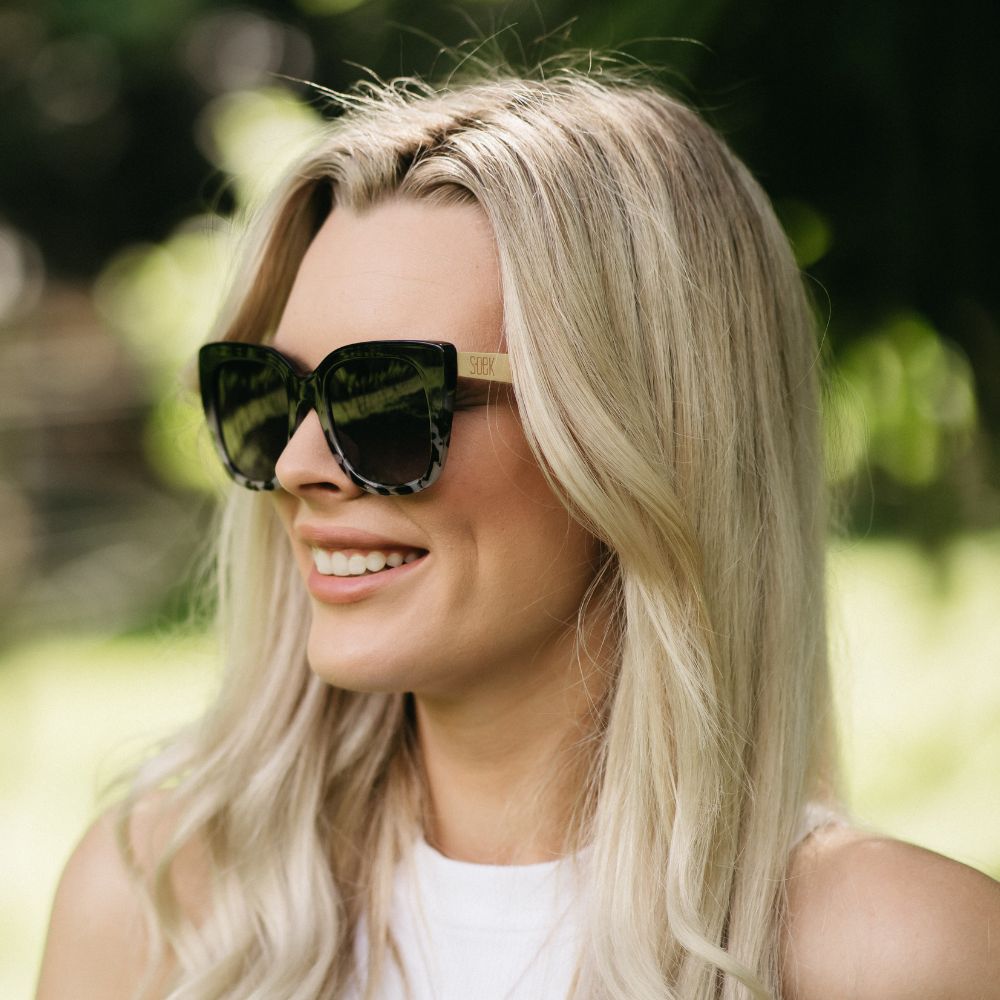 RIVIERA BLACK/ TORTOISE - Sustainable Polarised Sunglasses with Polarised Brown Lens and White Maple Wooden Arms - Soek Fashion Eyewear -SOEK® South Africa