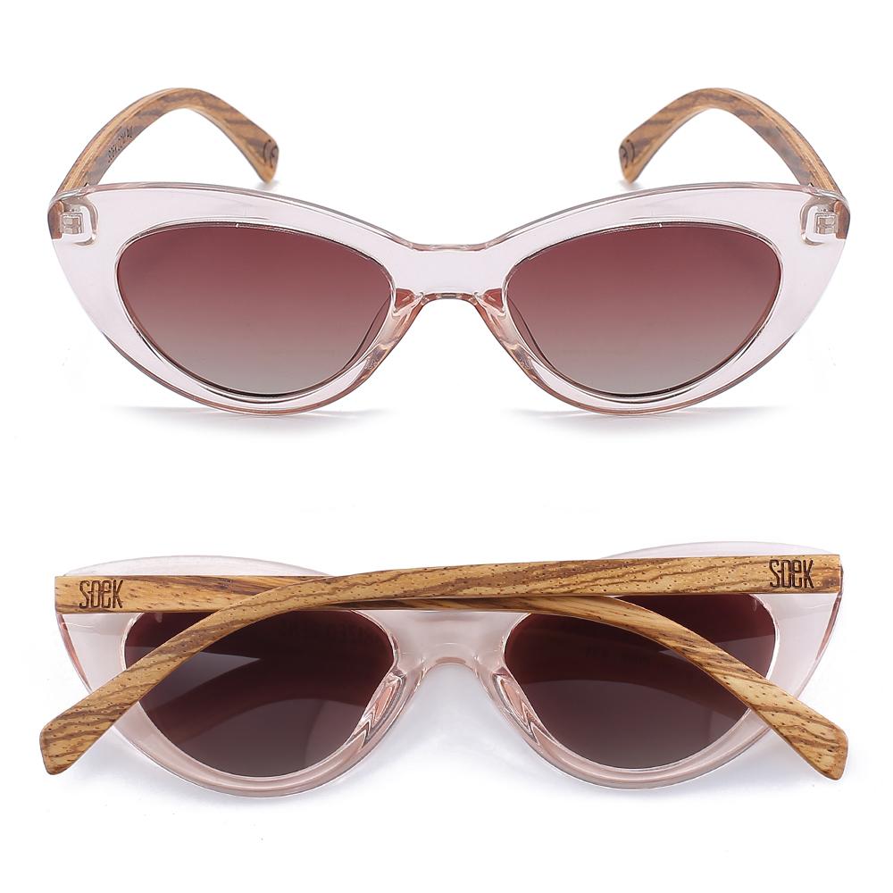 Buy Online Fashion Sustainable SAVANNAH BLUSH PINK - Wooden Polarised Sunglasses with Brown Graduated Lens and Walnut Arms - Adult with Exceptional Comfort - Soek- South Africa