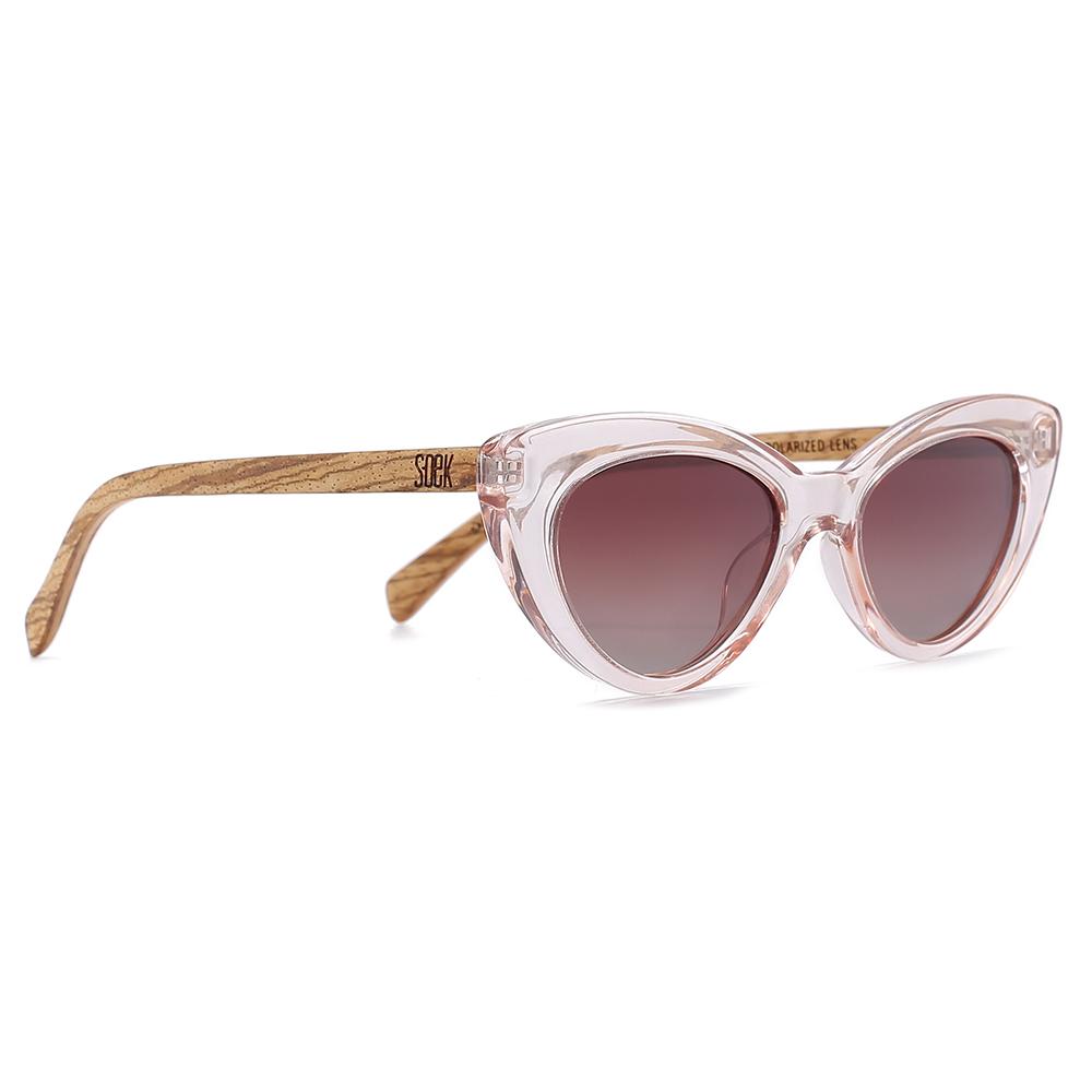 Buy Online Fashion Sustainable SAVANNAH BLUSH PINK - Wooden Polarised Sunglasses with Brown Graduated Lens and Walnut Arms - Adult with Exceptional Comfort - Soek- South Africa