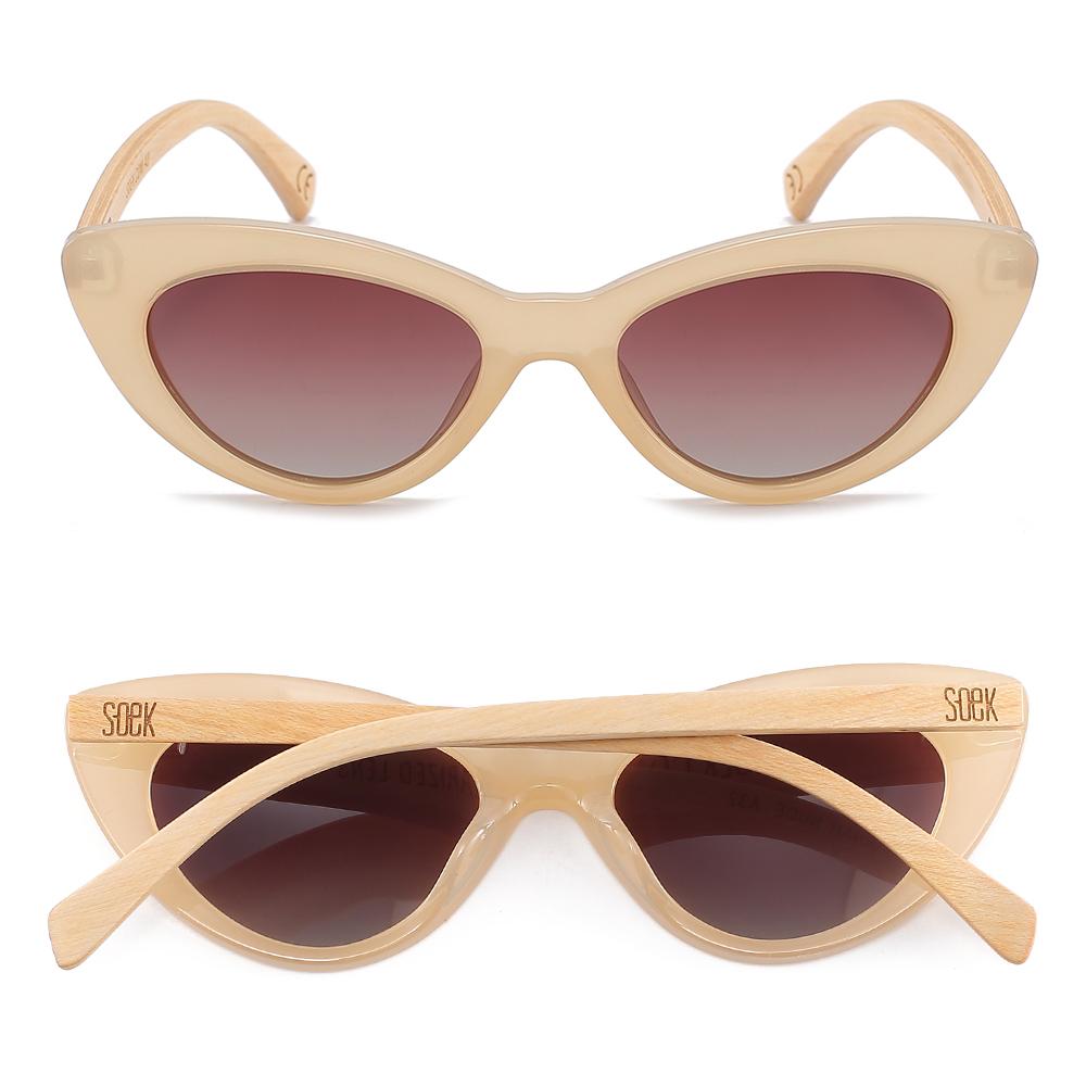 Buy Online Fashion Sustainable SAVANNAH NUDE - Polarised Sunglasses with Brown Graduated Lens and White Maple Arms - Adult with Exceptional Comfort - Soek- South Africa