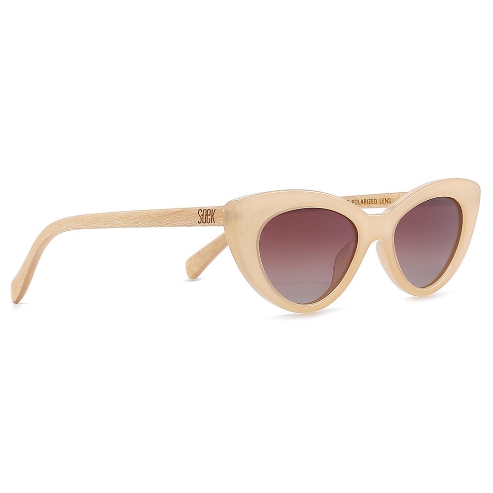 Buy Online Fashion Sustainable SAVANNAH NUDE - Polarised Sunglasses with Brown Graduated Lens and White Maple Arms - Adult with Exceptional Comfort - Soek- South Africa