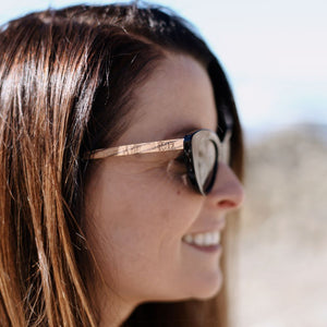 SAVANNAH MIDNIGHT - Black Wooden Polarised Sunglasses with Khaki Gradient Lens and White Maple Arms - SOEK South Africa