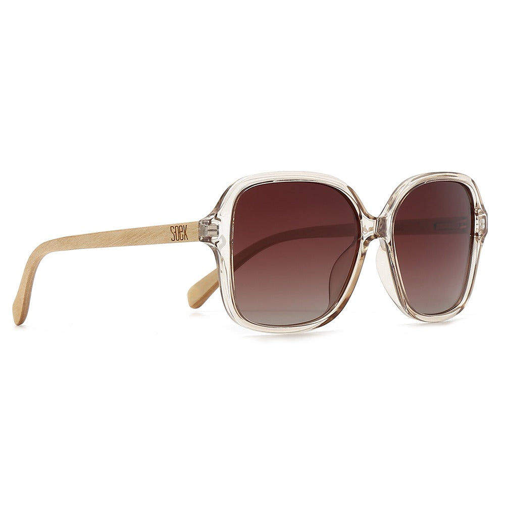 Buy Online Fashion Sustainable SCARLETT CHAMPAGNE -Polarised Sunglasses with Brown Graduated Lens and White Maple Arms - Adult with Exceptional Comfort - Soek- South Africa