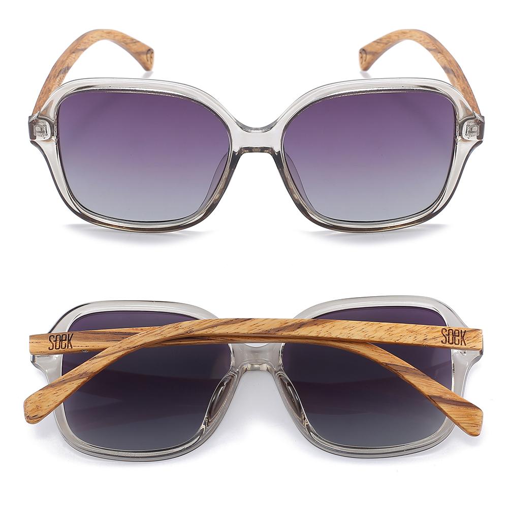 Buy Online Fashion Sustainable SCARLETT GREY MIST -Polarised Sunglasses with Grey Graduated Lens and Walnut Arms - Adult with Exceptional Comfort - Soek- South Africa