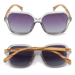 Buy Online Fashion Sustainable SCARLETT GREY MIST -Polarised Sunglasses with Grey Graduated Lens and Walnut Arms - Adult with Exceptional Comfort - Soek- South Africa