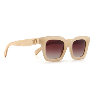 Buy Online Fashion Sustainable **NEW ** ZAHRA OPAL TORT -  Polarised Wooded Sunglasses with Nude coloured Frame, Brown Graduated Lens andWhite Maple Arms with Exceptional Comfort - Soek- South Africa