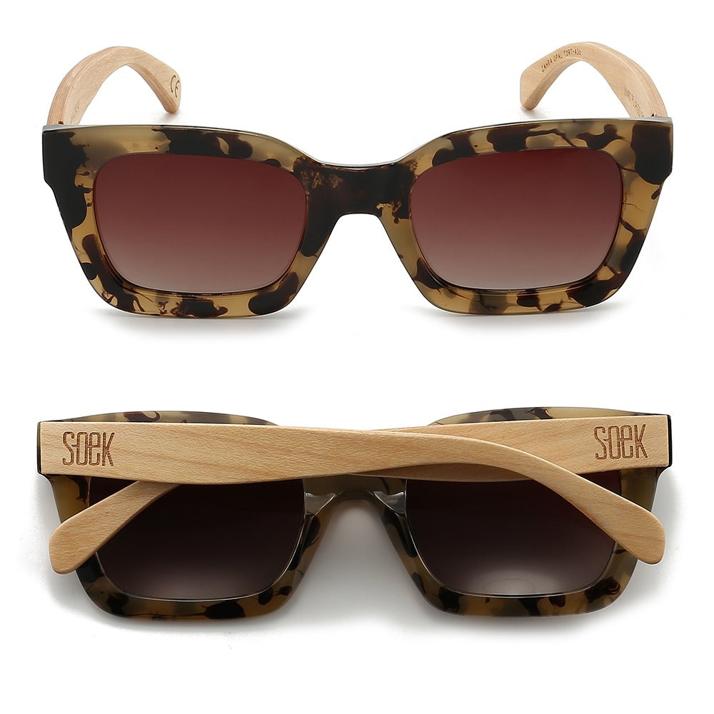 Buy Online Fashion Sustainable **NEW ** ZAHRA OPAL TORT - Polarised Wooded Sunglasses with Nude Tortoise Frame, Brown Graduated Lens andWhite Maple Arms with Exceptional Comfort - Soek- South Africa