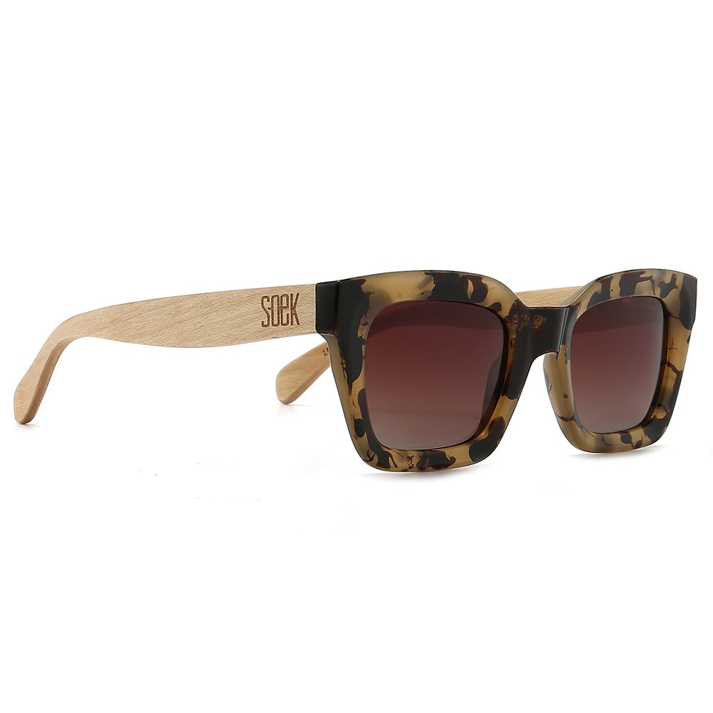 Buy Online Fashion Sustainable **NEW ** ZAHRA OPAL TORT -  Polarised Wooded Sunglasses with Nude Tortoise Frame, Brown Graduated Lens andWhite Maple Arms with Exceptional Comfort - Soek- South Africa