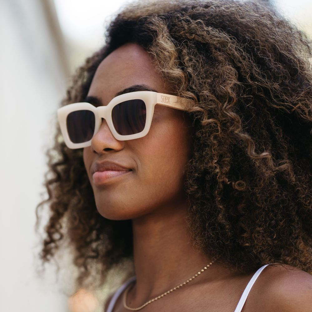 Buy Online Fashion Sustainable **NEW ** ZAHRA OPAL TORT - Polarised Wooded Sunglasses with Nude coloured Frame, Brown Graduated Lens andWhite Maple Arms with Exceptional Comfort - Soek- South Africa