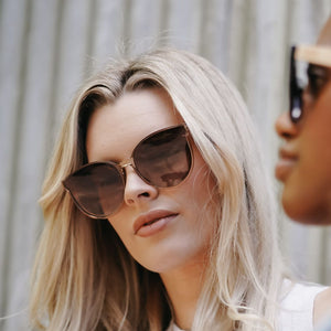 Buy Online Fashion Sustainable BELLA CHAMPAGNE - Wooden Polarised Sunglasses with Brown Graduated Lens and White Maple Arms with Exceptional Comfort - Soek- South Africa